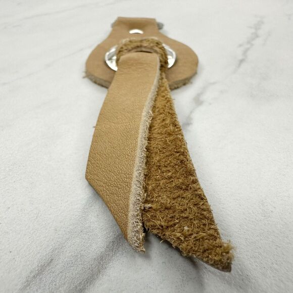 Soft Brown Leather Fringe Western Concho Boho Keychain Keyring - Picture 7 of 10